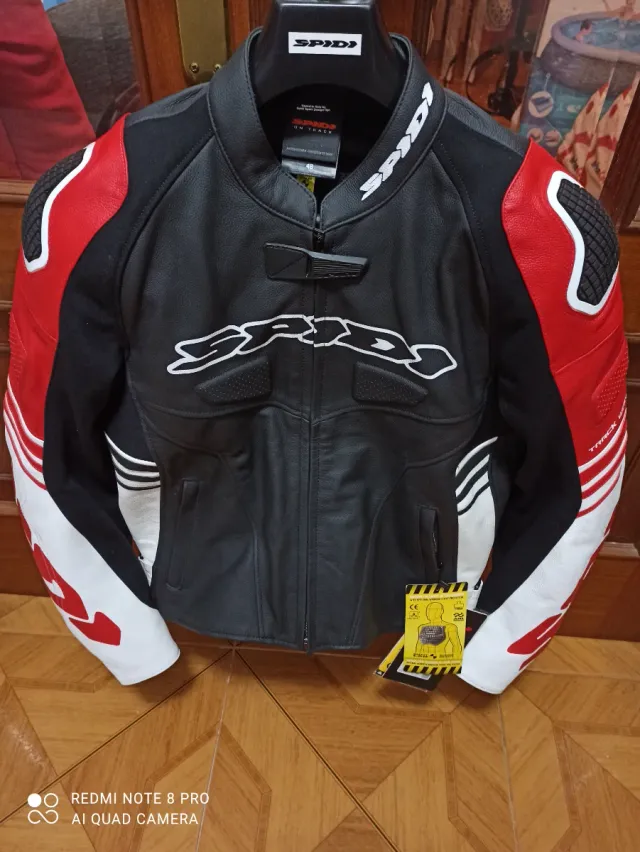 Chaqueta Moto Spidi Negra Roja blanca, Talla 48,