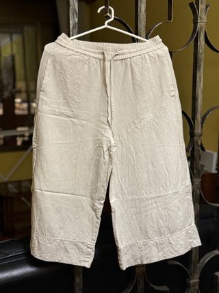 Bermudas de lino mujer beige