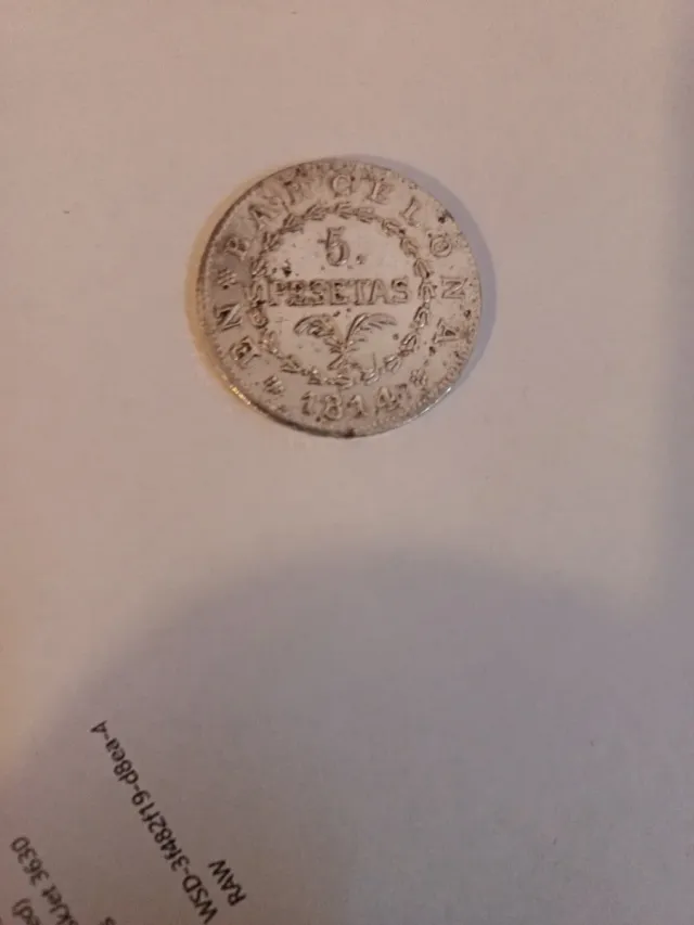 Moneda 5 Pesetas 1814 Barcelona