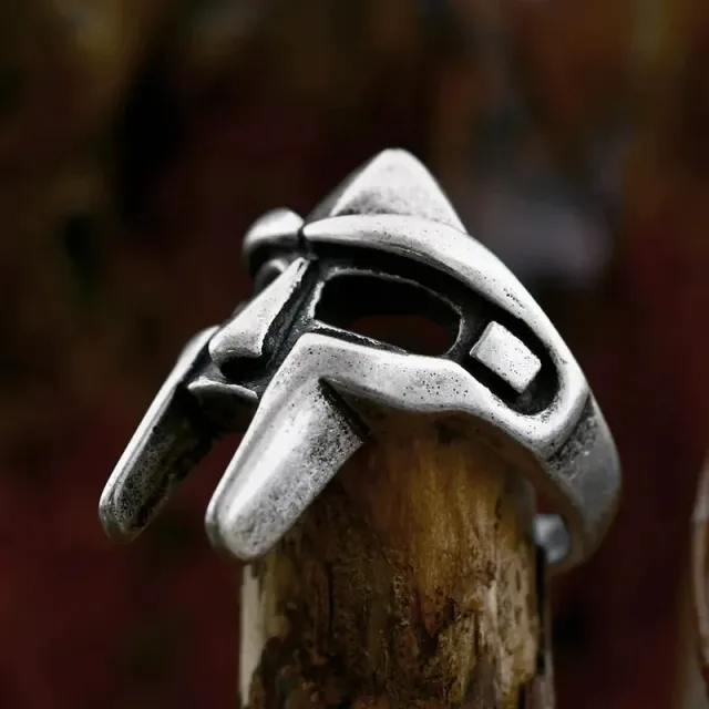 Anello MF Doom Maschera Stile Y2K Argento