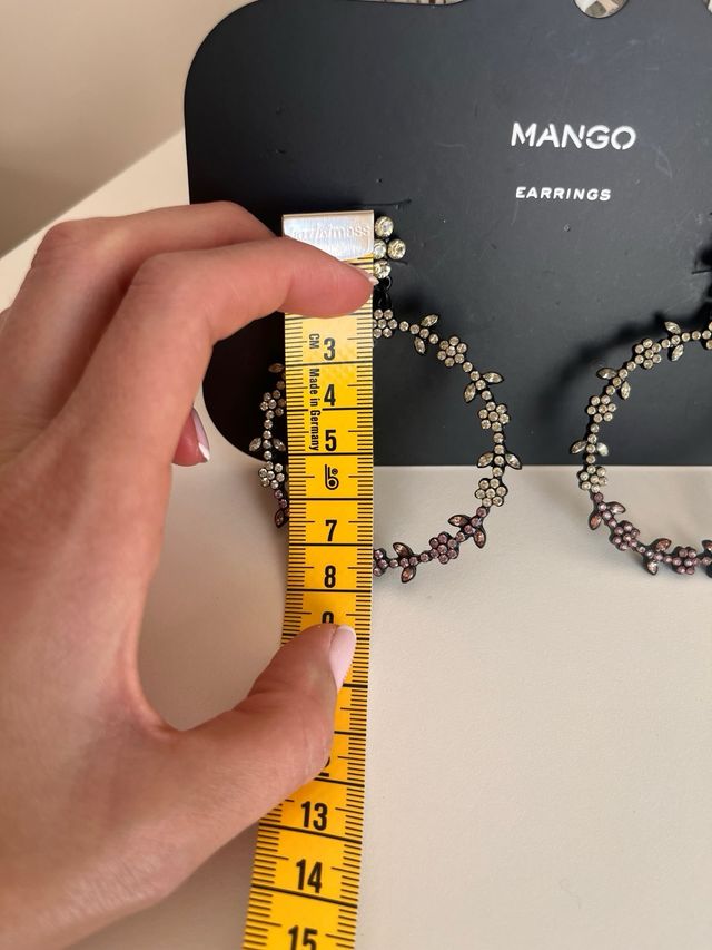 Pendientes aro Mango flores piedras