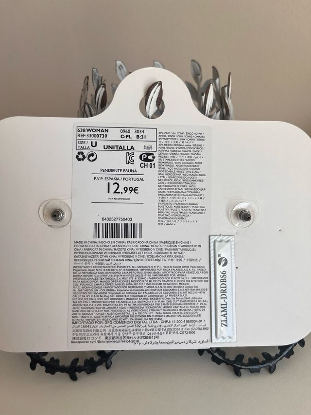 Pendientes aro Mango flores piedras