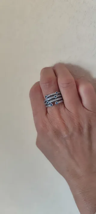 Anillo Plata con Circonitas Azules