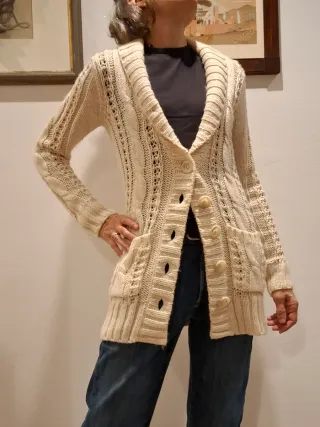 Cardigan Guess donna panna M trecce lungo