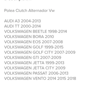 Polea Alternador VAG INA F-553470.07 AUDI-VW