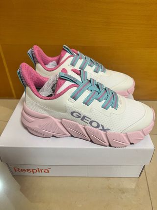 Zapatillas Geox niña rosa y blanco