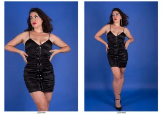 Vestito nero lucido con lacci
