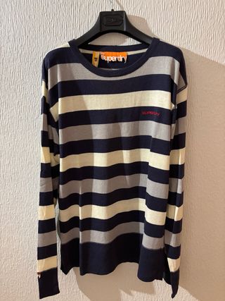 Camiseta Superdry Rayas Beige y Azul