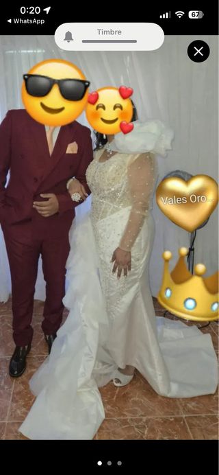 Vestido de fiesta blanco y dorado