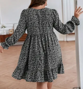 Vestido floral manga larga talla XL