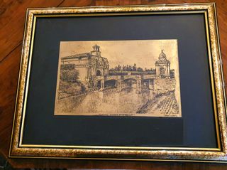 Quadro- Litografia dorata Porta Portello Padova