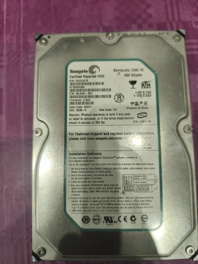 Disco Duro Seagate Barracuda 500GB IDE PATA