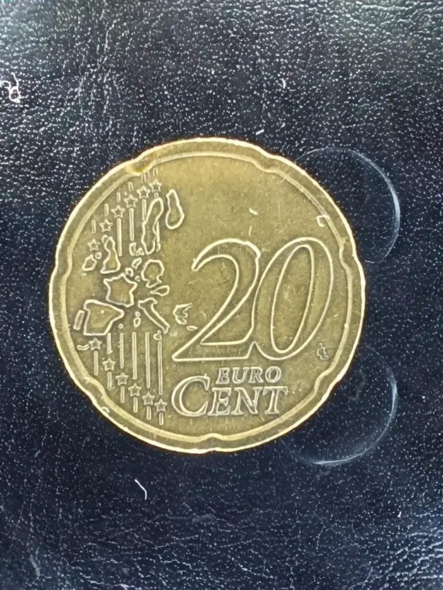 Moneda 20 centimos Finlandia 2001 con error.