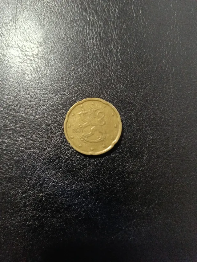 Moneda 20 centimos Finlandia 2001 con error.