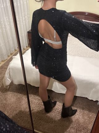 Vestido lentejuelas negras fiesta