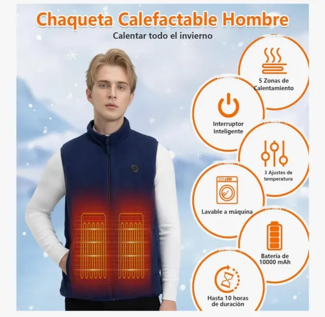 Chaleco Calefactable 3 Temperaturas AZUL