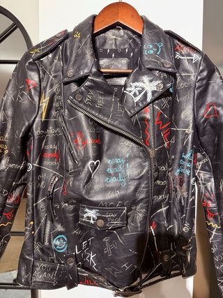 Chaqueta de cuero pintada a mano Hollywood