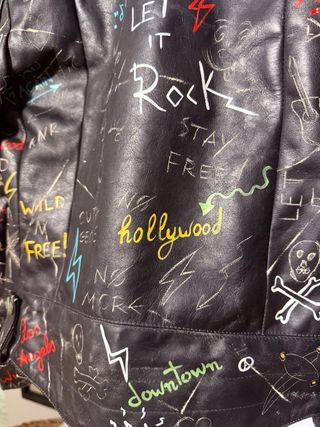 Chaqueta de cuero pintada a mano Hollywood
