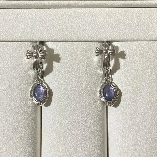 Pendientes Cruz con Tanzanita Natural