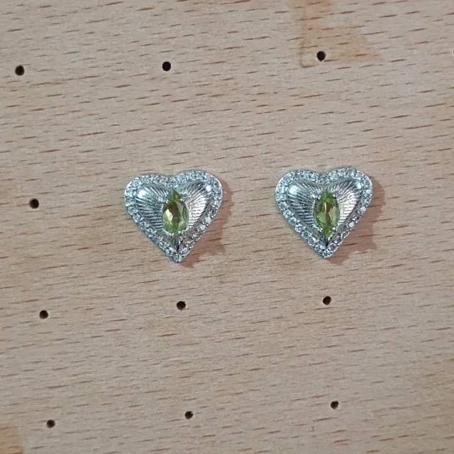 Pendientes Corazón Plata Peridoto