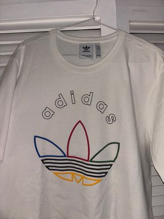 Camiseta Adidas Blanca Logo Trébol Colores