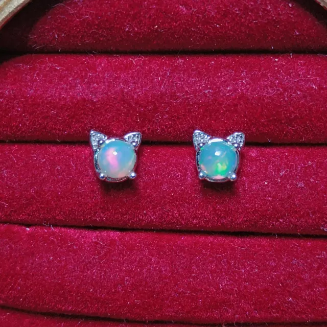 Pendientes de Opalo Natural Gatito