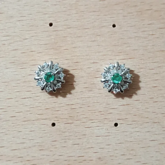 Pendientes Plata y Esmeralda Flor