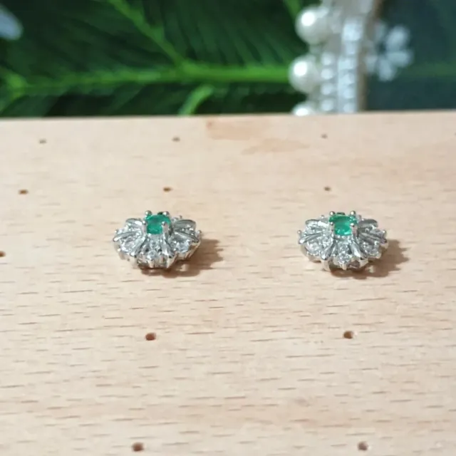 Pendientes Plata y Esmeralda Flor