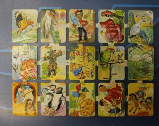 5 Antiguas láminas de cromos Sima. Troquelados y con relieve. Nº 3, 6, 7, 14, 17.