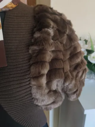 Chaqueta Vintage Pelo Sintético Marrón 