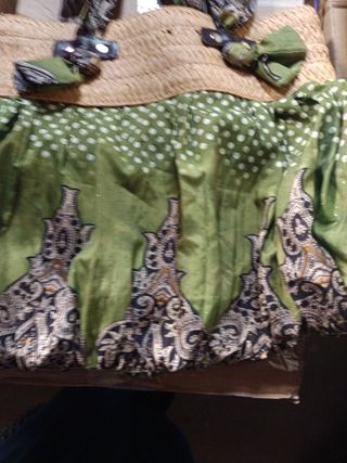 Bolso de paja y tela estampado