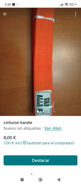Cinturón de Karate Amarillo