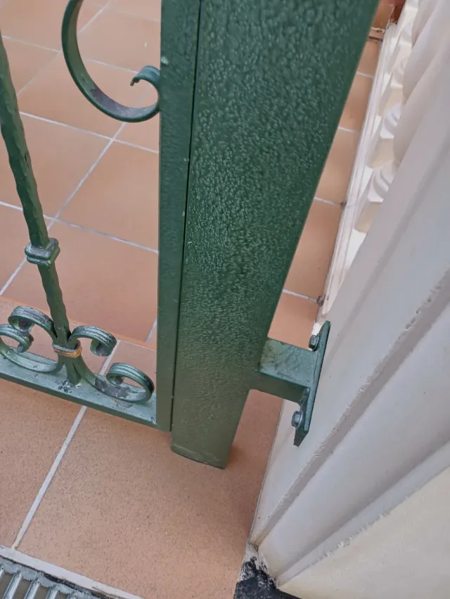 Puerta de hierro forjado verde