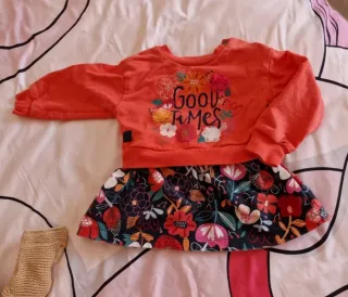 Vestido Boboli niña flores naranja