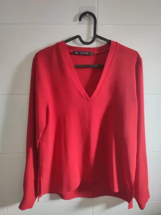 Blusa Zara Manga Larga Roja Talla M