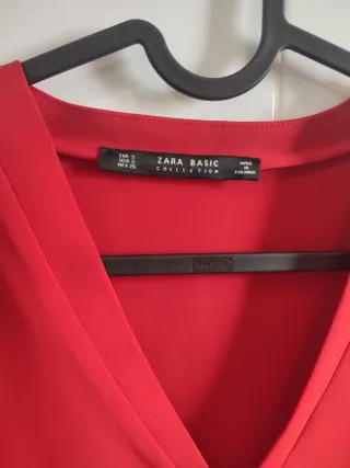 Blusa Zara Manga Larga Roja Talla M