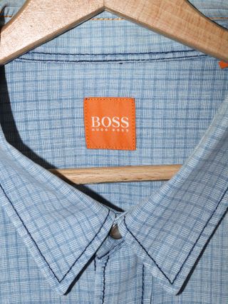 Camisa Hugo Boss cuadros azul vintage