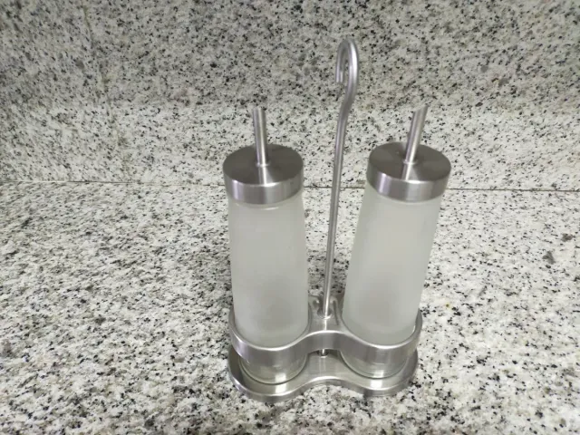 Set de Vinagreras de Vidrio y Acero