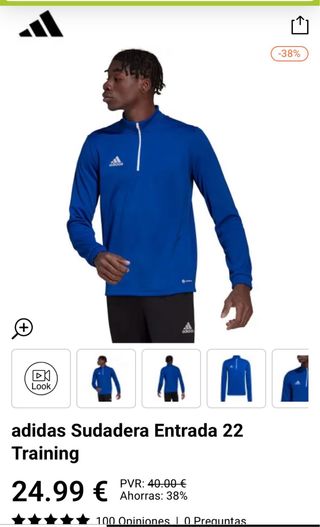 Sudadera Adidas Entrada 22 Training Azul