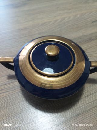 Zuccheriera vintage blu e oro