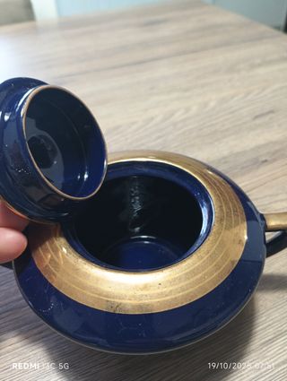 Zuccheriera vintage blu e oro