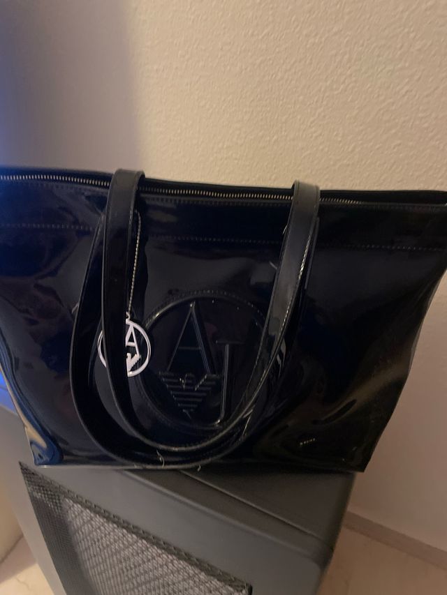 Bolso Grande Armani Jeans Negro Charol