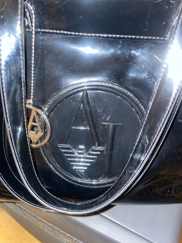 Bolso Grande Armani Jeans Negro Charol