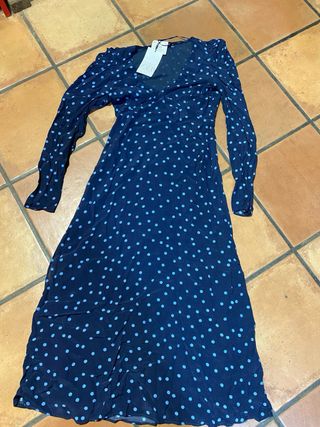 Vestido Zara lunares azul talla XS