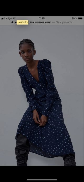 Vestido Zara lunares azul talla XS