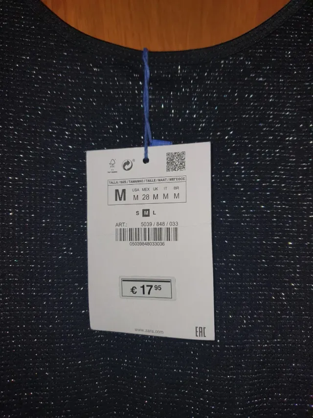 Vestido Zara Negro Brillante Mujer