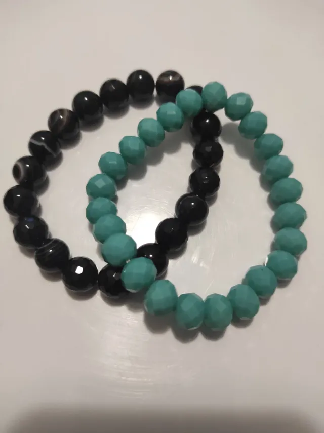Pulseras de Piedras Negras y Turquesa