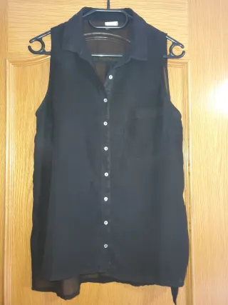 Blusa negra sin mangas mujer