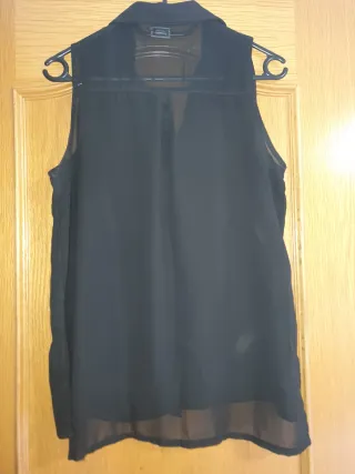 Blusa negra sin mangas mujer