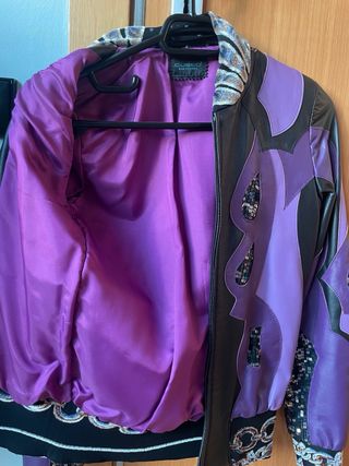 Chaqueta Custo Cuero Mariposa Morado Negro